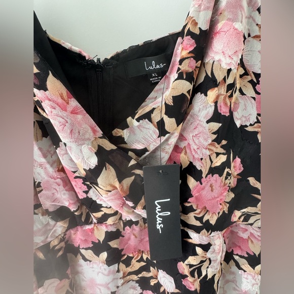 Black Floral Print Mini Dress - Size XL - Picture 8 of 8